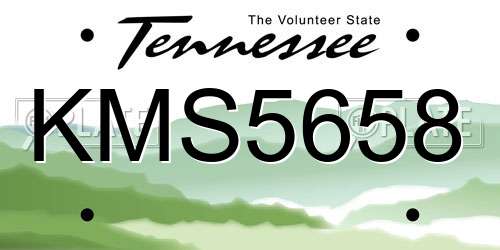 KMS5658 Tennessee License Plate