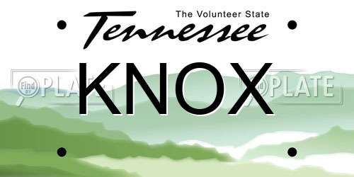 KNOX Tennessee License Plate
