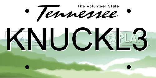 KNUCKL3 Tennessee License Plate