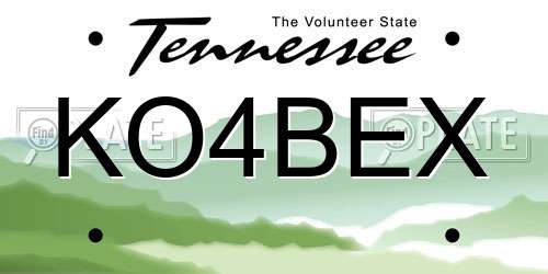 KO4BEX Tennessee License Plate