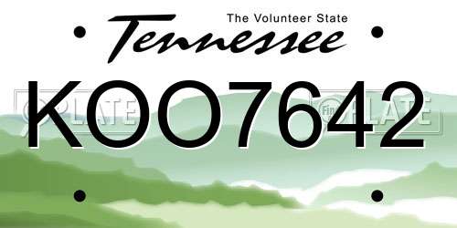 KOO7642 Tennessee License Plate