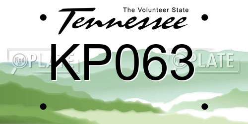 KP063 Tennessee License Plate