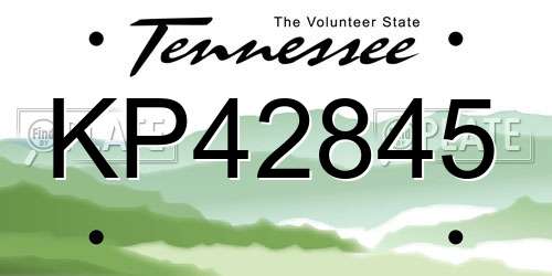 KP42845 Tennessee License Plate