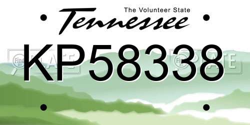 KP58338 Tennessee License Plate