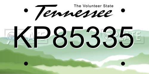 KP85335 Tennessee License Plate