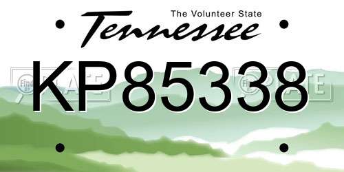 KP85338 Tennessee License Plate