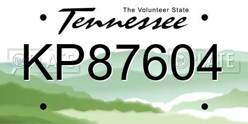 KP87604 Tennessee License Plate