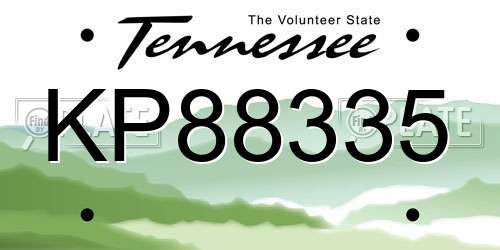 KP88335 Tennessee License Plate