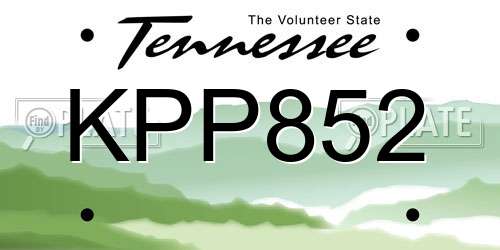 KPP852 Tennessee License Plate