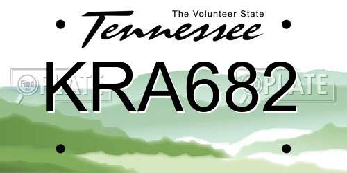 KRA682 Tennessee License Plate