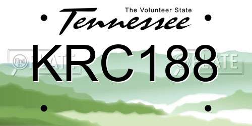 KRC188 Tennessee License Plate