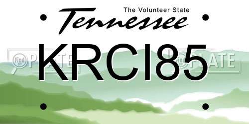 KRCI85 Tennessee License Plate