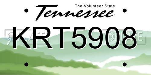 KRT5908 Tennessee License Plate