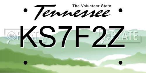 KS7F2Z Tennessee License Plate