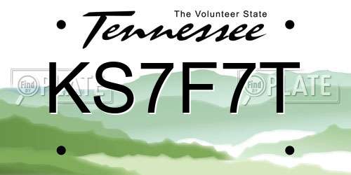 KS7F7T Tennessee License Plate