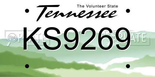 KS9269 Tennessee License Plate