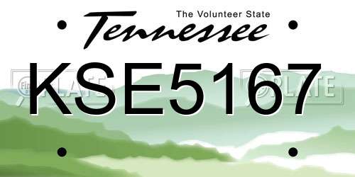 KSE5167 Tennessee License Plate