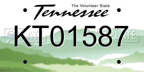 KT01587 Tennessee License Plate