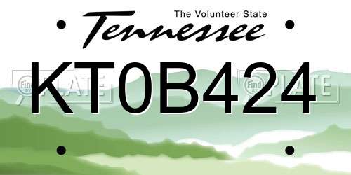 KT0B424 Tennessee License Plate