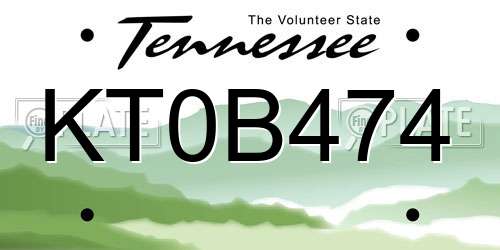 KT0B474 Tennessee License Plate