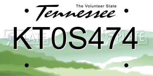 KT0S474 Tennessee License Plate