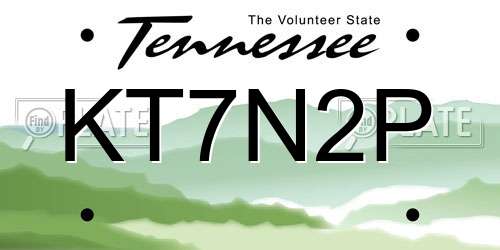 KT7N2P Tennessee License Plate