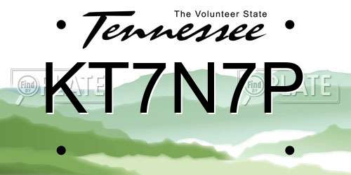 KT7N7P Tennessee License Plate