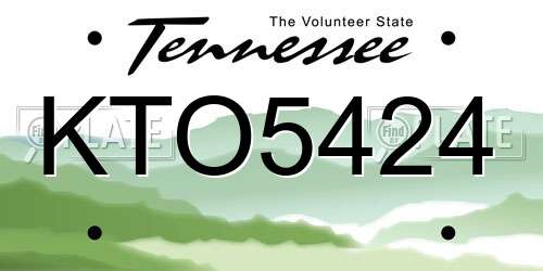 KTO5424 Tennessee License Plate