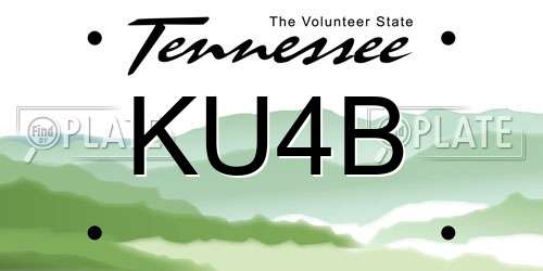 KU4B Tennessee License Plate