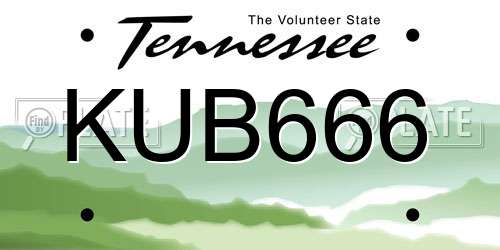 KUB666 Tennessee License Plate