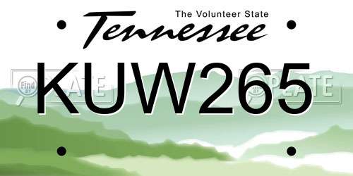 KUW265 Tennessee License Plate