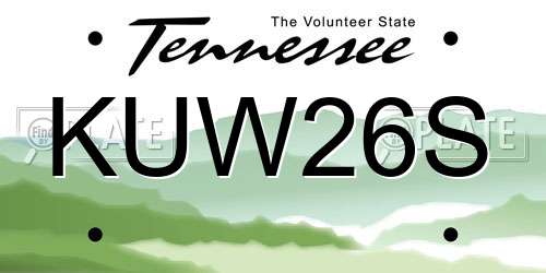 KUW26S Tennessee License Plate