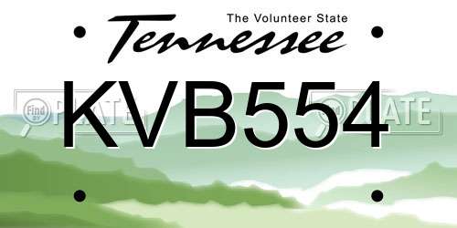 KVB554 Tennessee License Plate