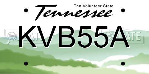 KVB55A Tennessee License Plate