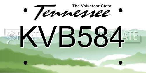 KVB584 Tennessee License Plate