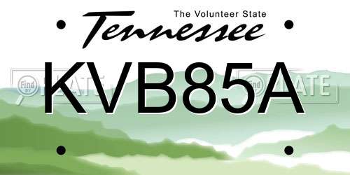 KVB85A Tennessee License Plate
