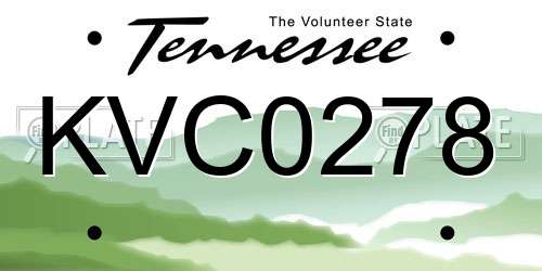 KVC0278 Tennessee License Plate