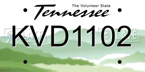 KVD1102 Tennessee License Plate