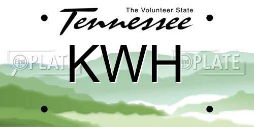 KWH Tennessee License Plate
