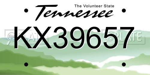 KX39657 Tennessee License Plate