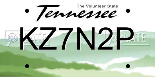 KZ7N2P Tennessee License Plate