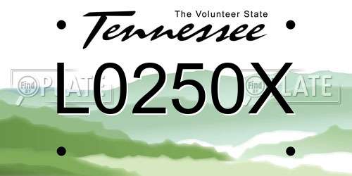 L0250X Tennessee License Plate
