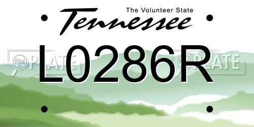 L0286R Tennessee License Plate