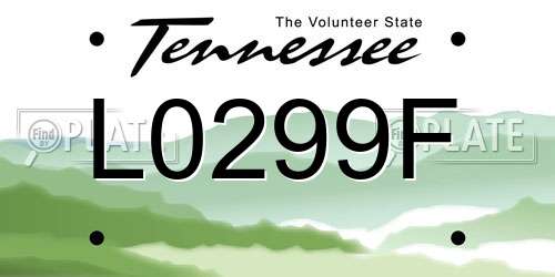 L0299F Tennessee License Plate