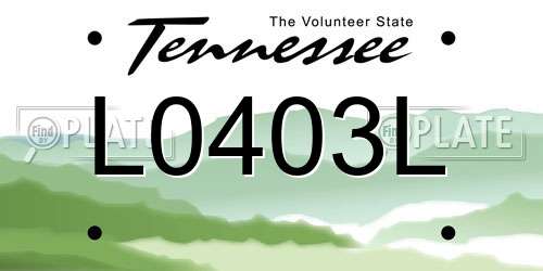 L0403L Tennessee License Plate