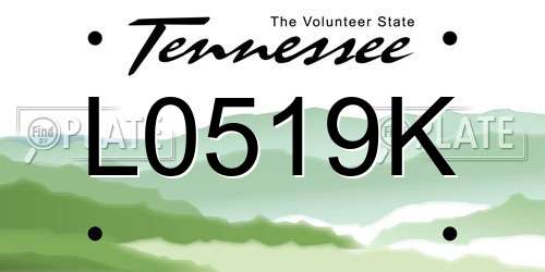 L0519K Tennessee License Plate
