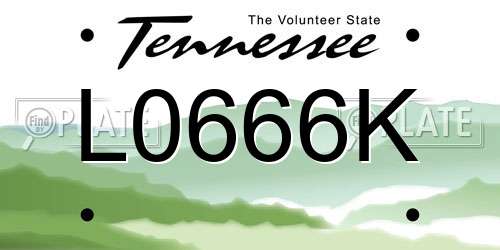 L0666K Tennessee License Plate