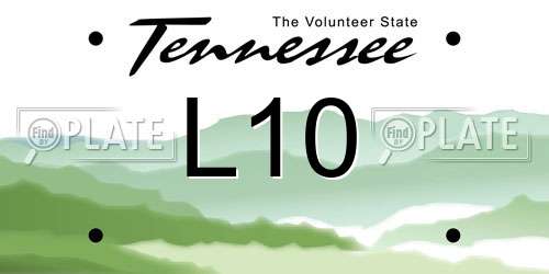 L10 Tennessee License Plate