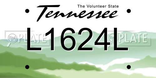L1624L Tennessee License Plate
