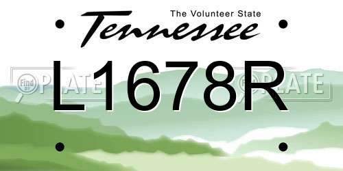 L1678R Tennessee License Plate